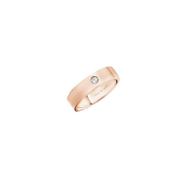 Henri Daussi 14k Rose Gold Diamond Matte Finish Wedding Band