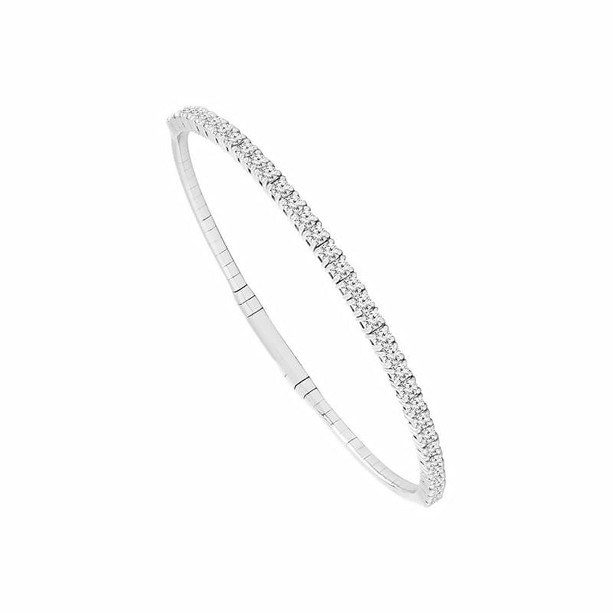 Flexie by London White Gold Diamond Bangle Bracelet