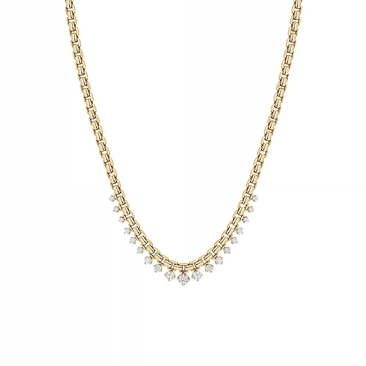 Zoe Chicco 14k Yellow Gold Diamond Large Box Chain Necklace