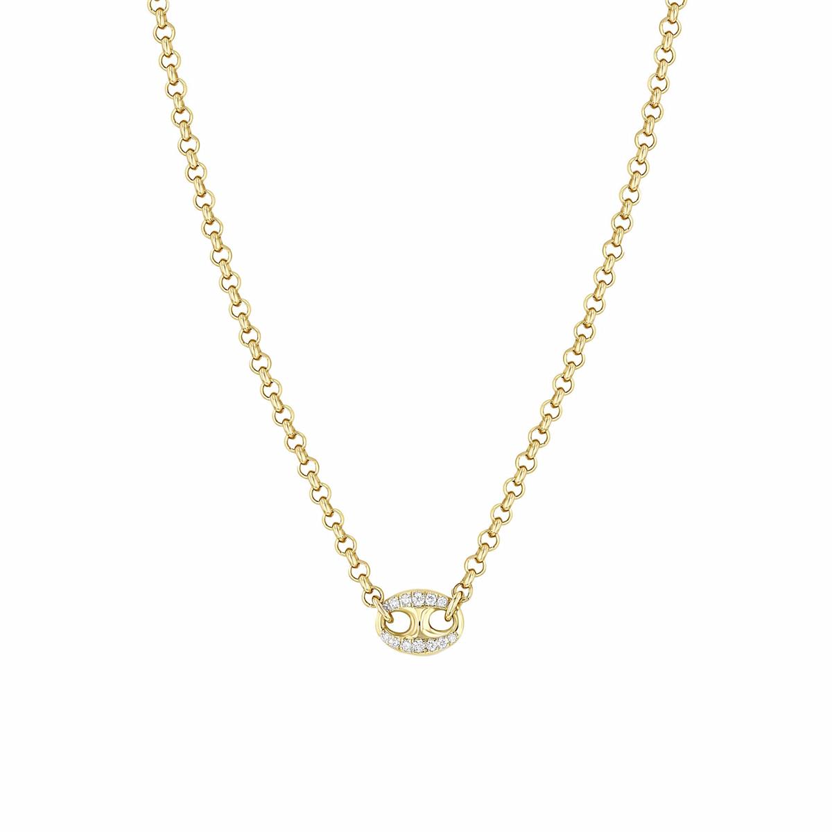 Zoe Chicco 14k Yellow Gold Diamond Large Mariner Link Pendant Necklace