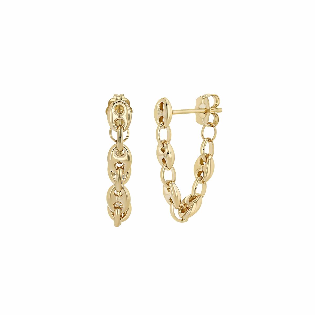 Zoe Chicco 14k Yellow Gold Small Mariner Chain Huggie Earrings