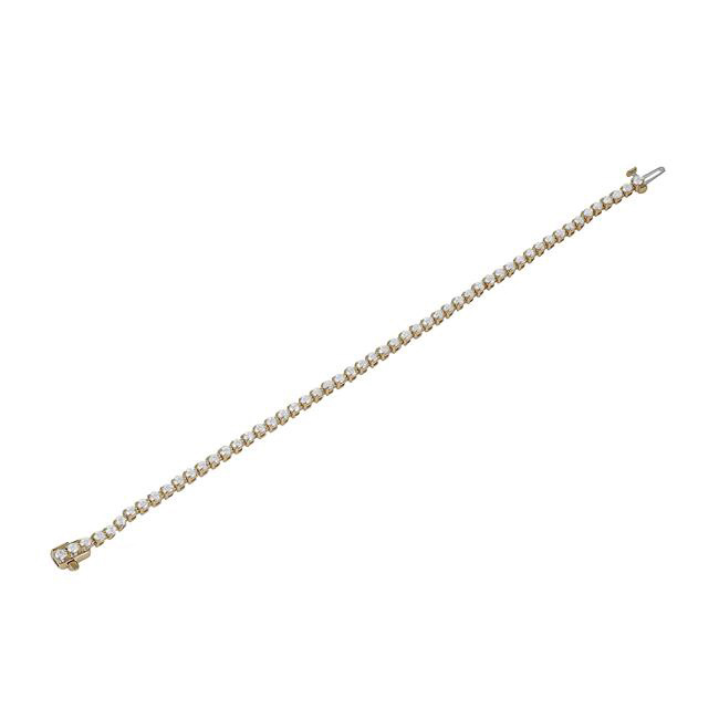 London Collection 14k Yellow Gold Diamond 3 Prong Tennis Bracelet
