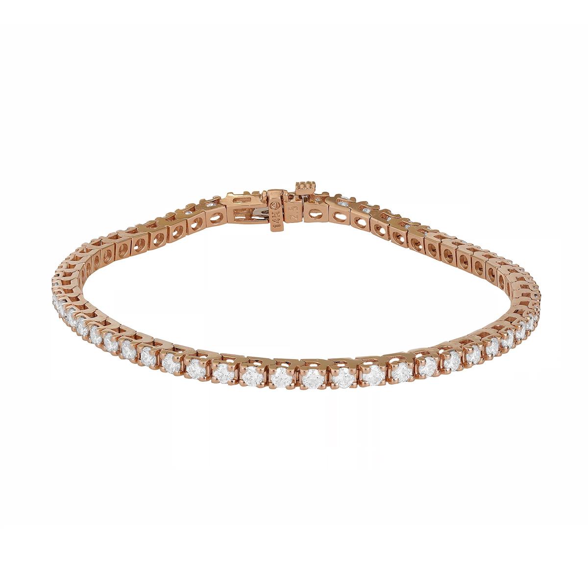London Collection 14k Rose Gold Four Prong Diamond Tennis Bracelet