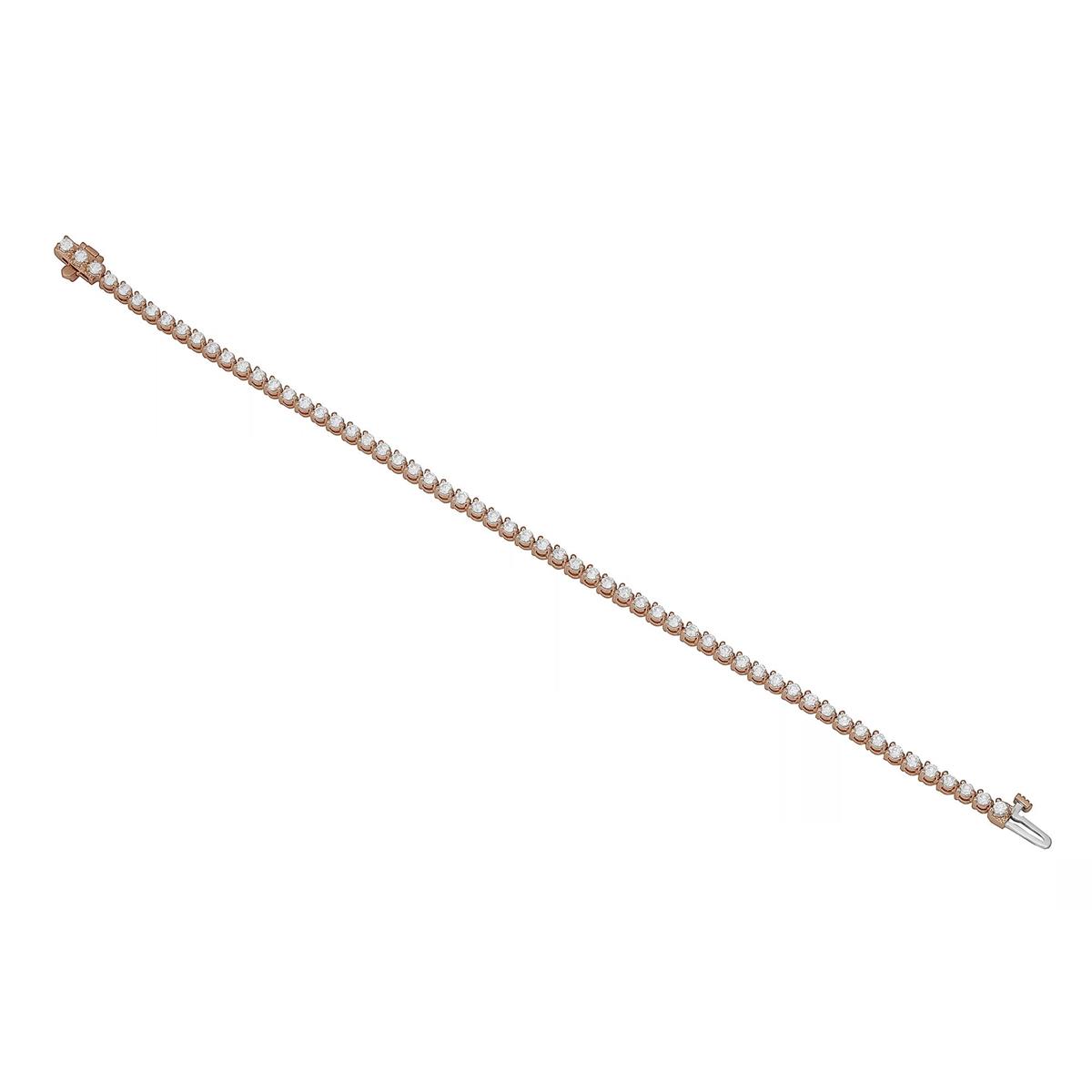 London Collection 14k Rose Gold 3 Prong Diamond Tennis Bracelet