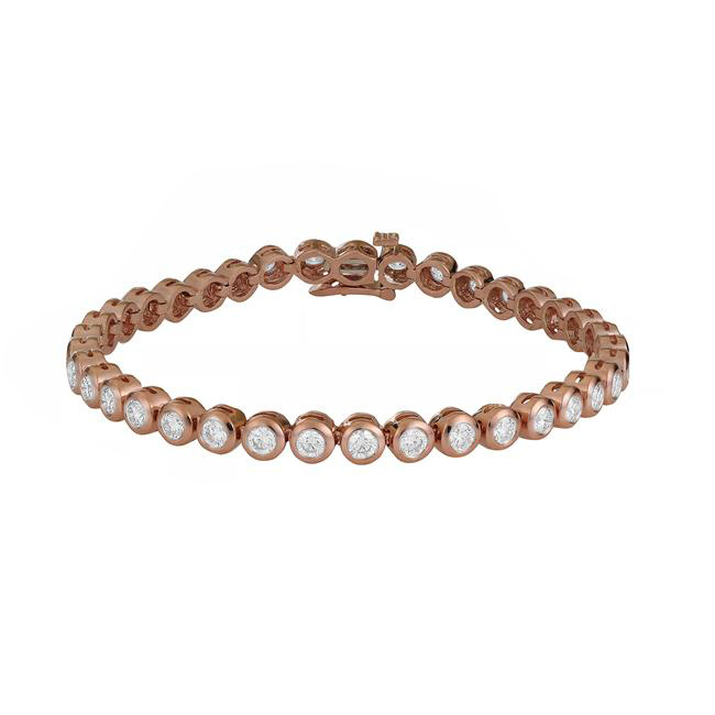 London Collection 14k Rose Gold Diamond Bezel Set Bracelet