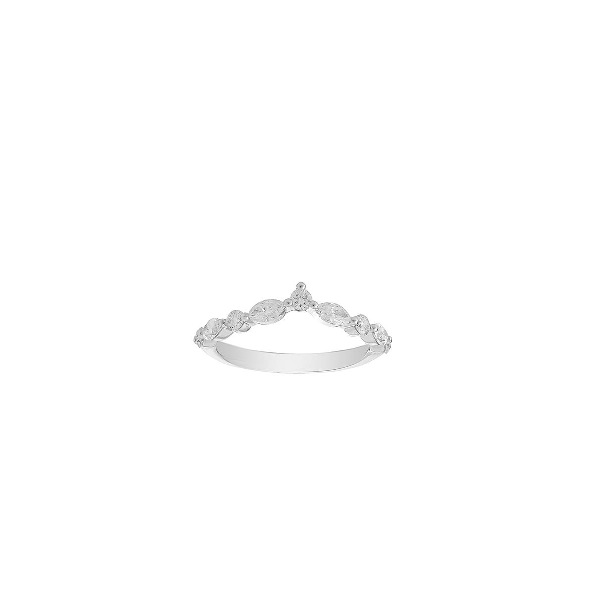 TWO By London 14k White Gold Marquise and Round Diamond Contour Band