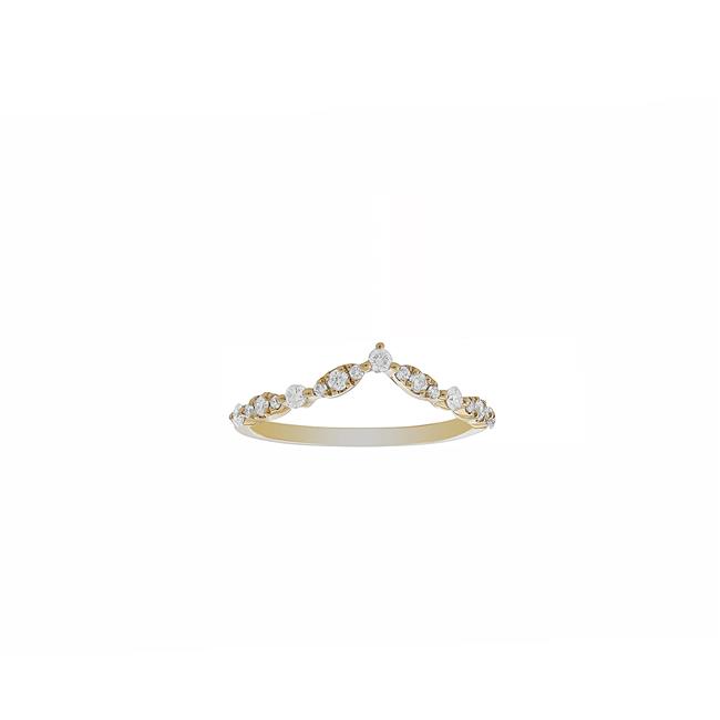 TWO by London 14k Yellow Gold Diamond Round Contour Band