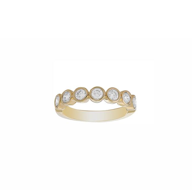 TWO by London 14K Yellow Gold Round Diamond Bezel Band