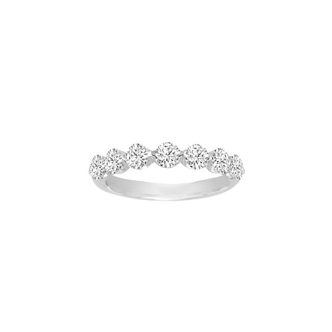 TWO by London 14K White Gold 7 Diamond Single Prong Band