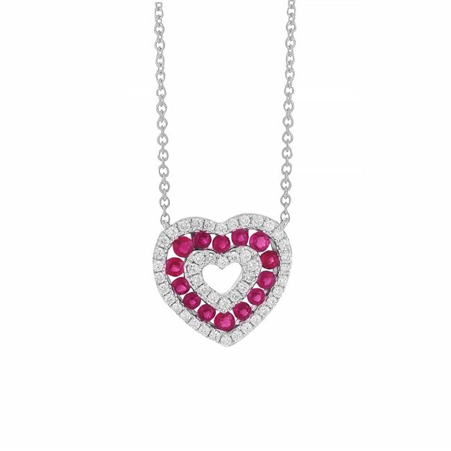 London Collection 18k Yellow Gold Diamond And Gemstone Heart Necklace