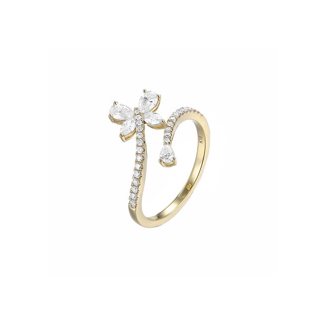 London Collection 18k Yellow Gold Multi-Shape Diamond Butterlfy Ring