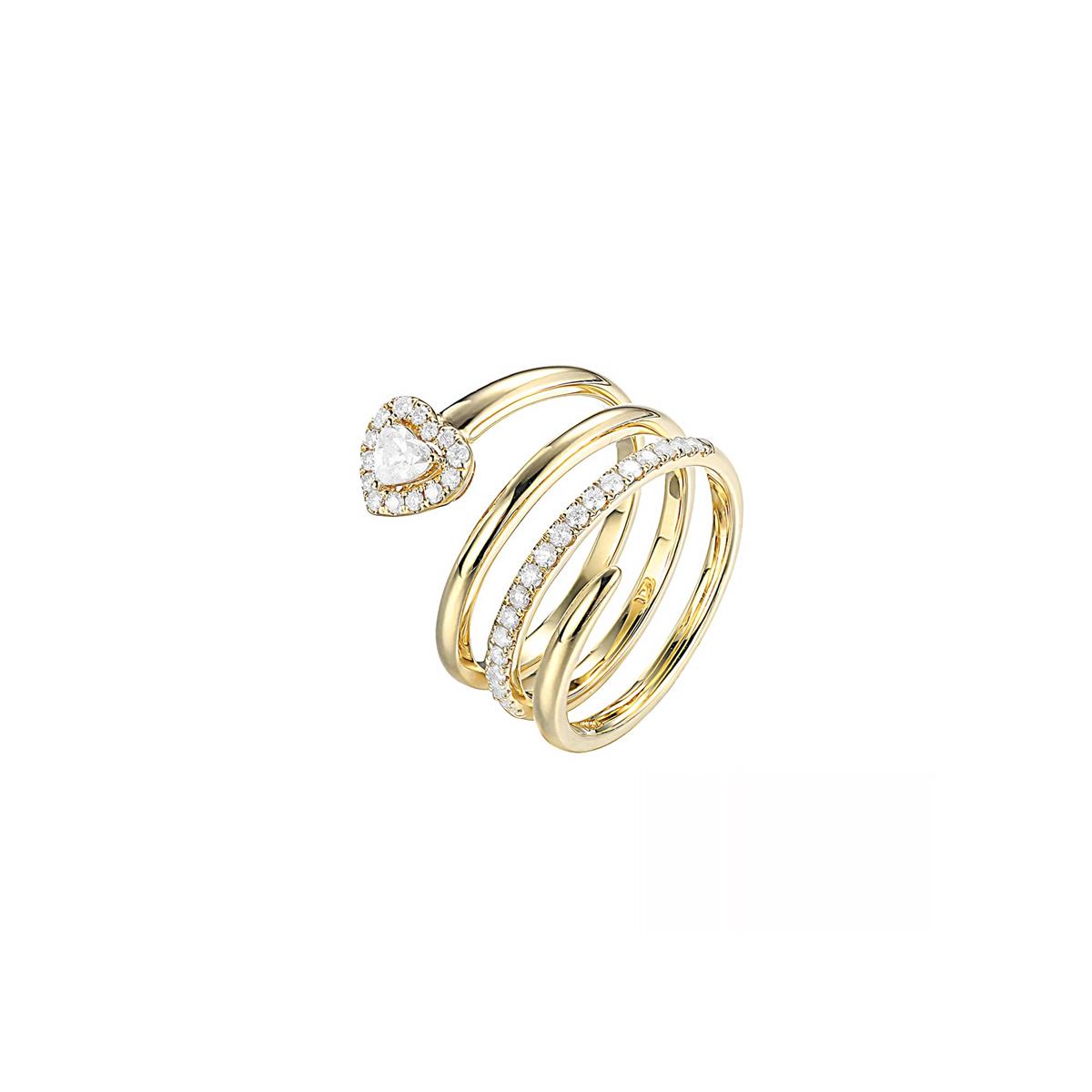 London Collection Heart and Round Diamond Spiral Ring