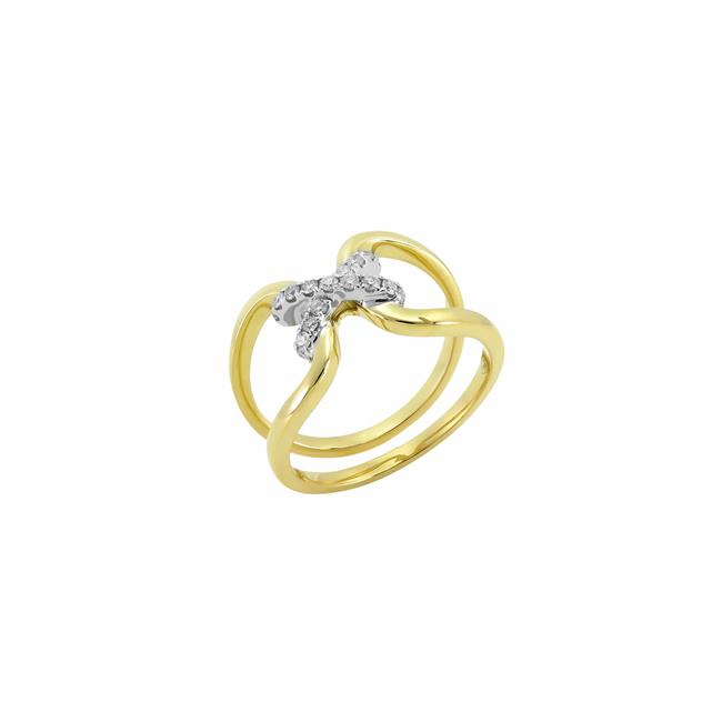 London Collection 18k Two Tone Gold Diamond X Ring