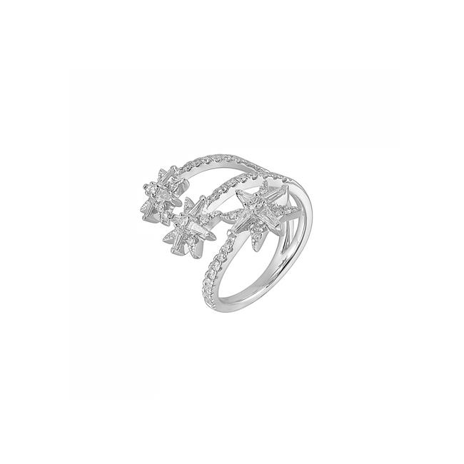 London Collection 18k White Gold Mixed Shape Diamond Starburst Ring