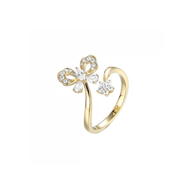 London Collection 18k Yellow Gold Bow and Flower Ring