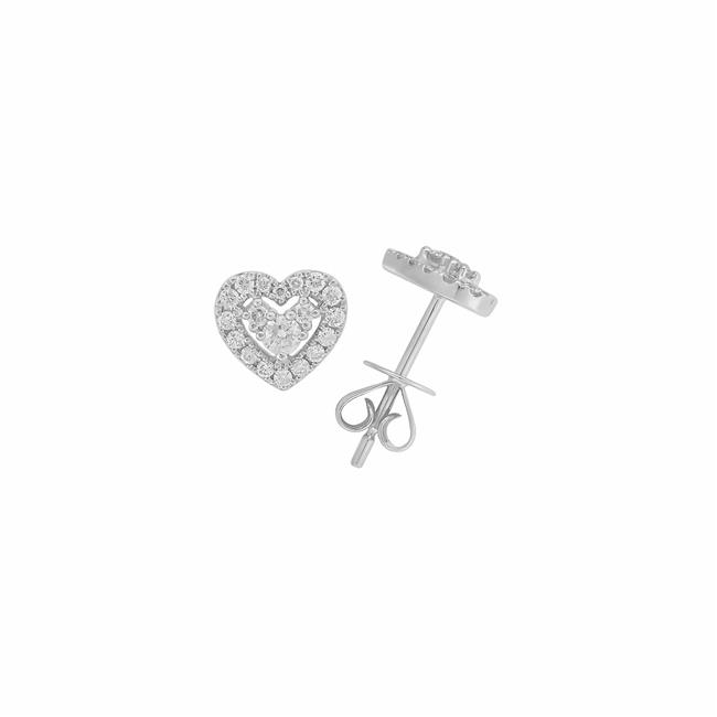 London Collection 18k White Gold Heart Stud Earrings