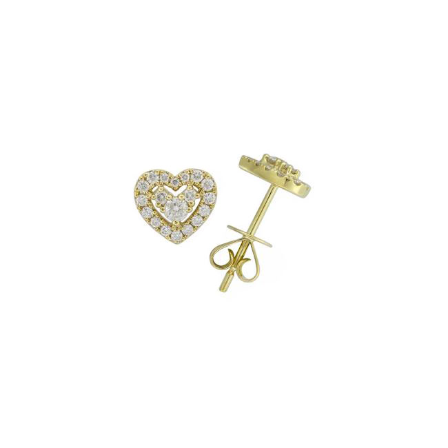London Collection 18k Yellow Gold Diamond Heart Studs