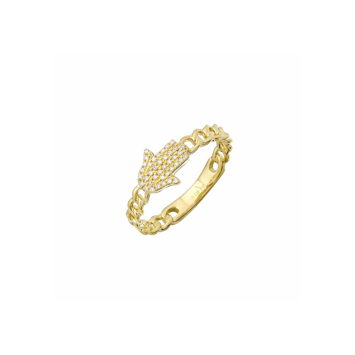 London Collection 14k Diamond Hamsa Link Ring