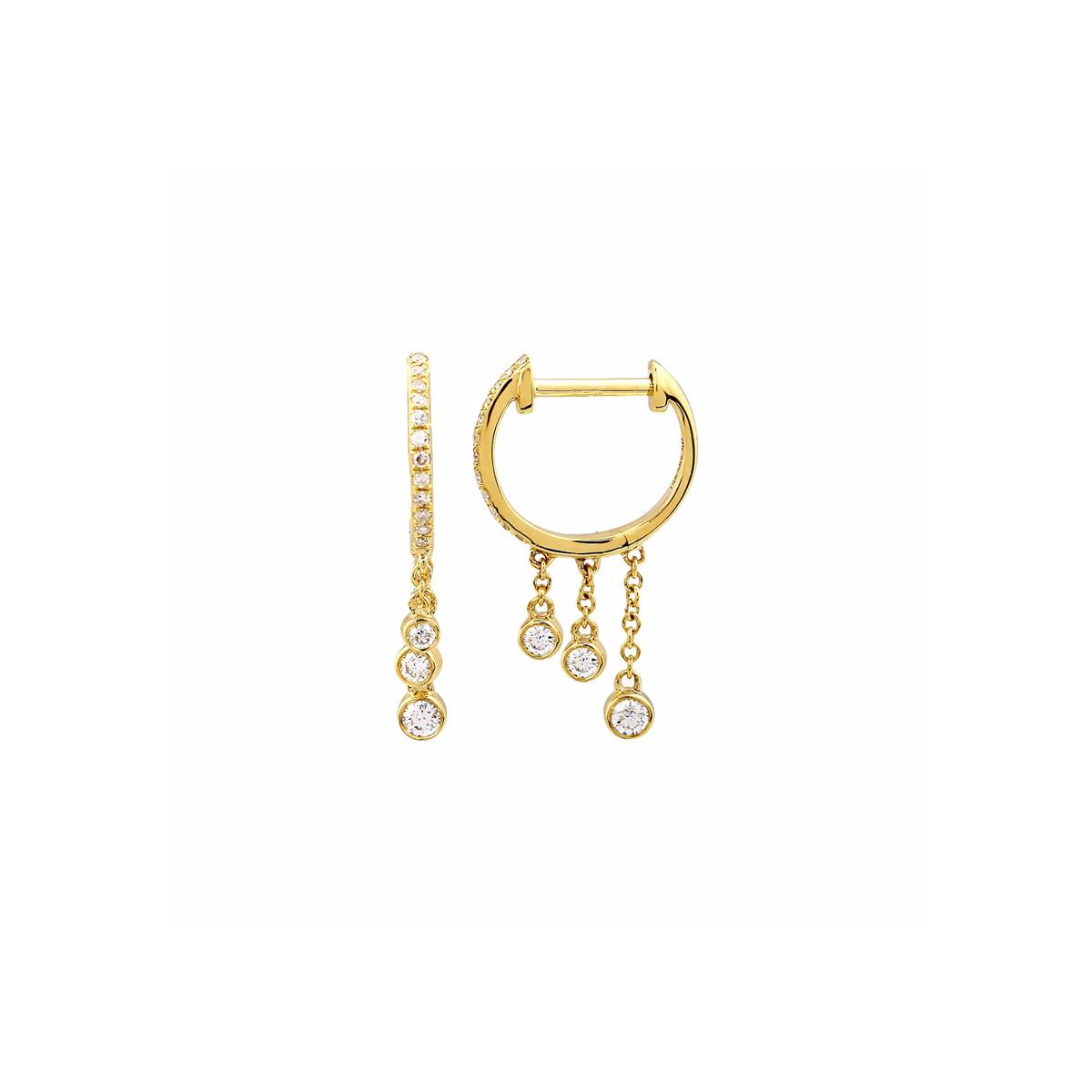 London Collection 14k Diamond Dangle Huggie Earrings