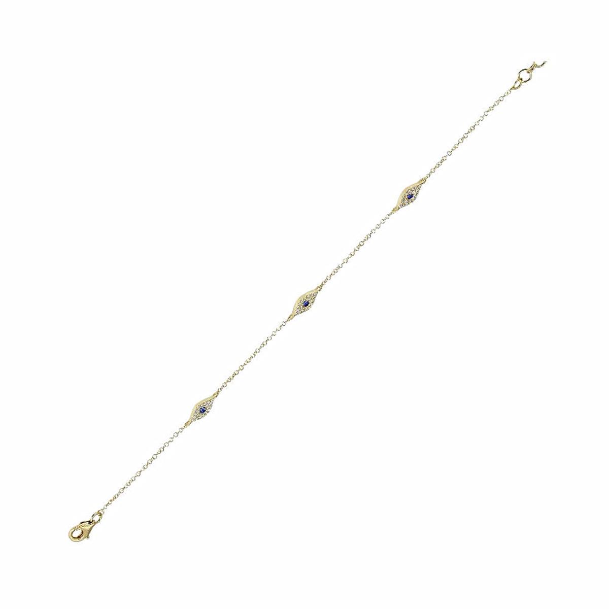 London Collection 14k Diamond and Sapphire Evil Eye Station Bracelet