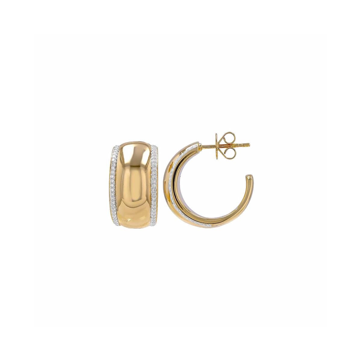 London Collection 14k Diamond Lined Hoop Earrings