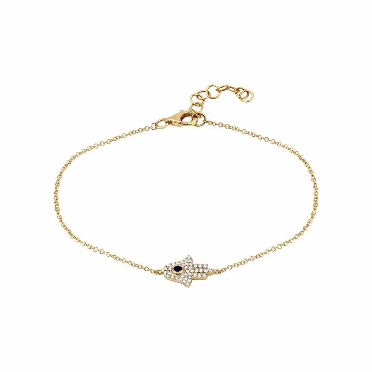 London Collection 14k Diamond and Sapphire Hamsa Bracelet