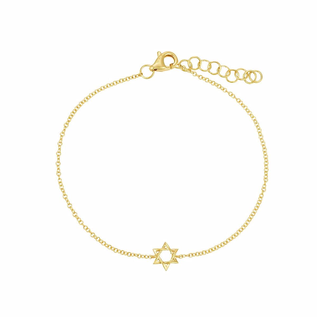 London Collection Yellow Gold Star of David Chain Bracelet