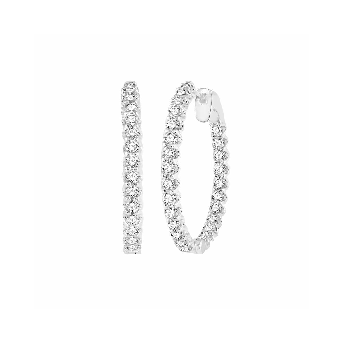 London Collection 14k White Gold Diamond Hoop Earrings