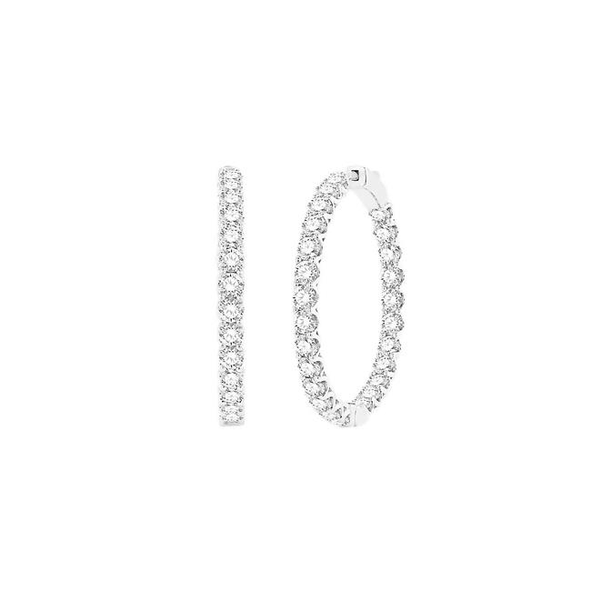 London Collection 14k White Gold Diamond Hoop Earrings 6.00cts