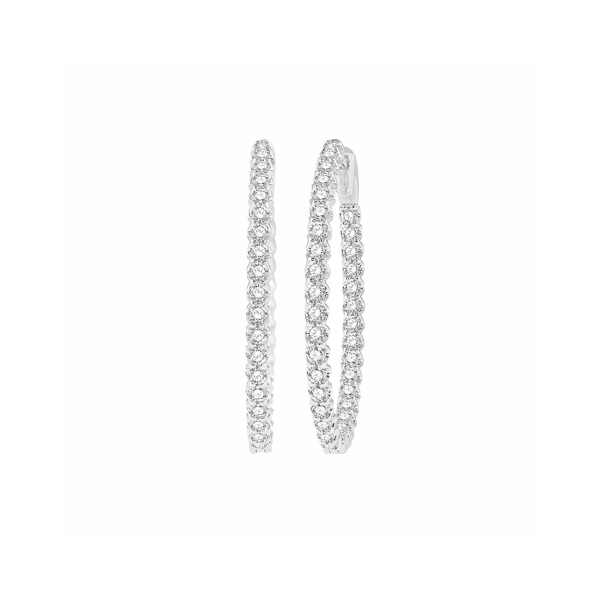 London Collection 14k White Gold 50 Diamond Hoop Earrings