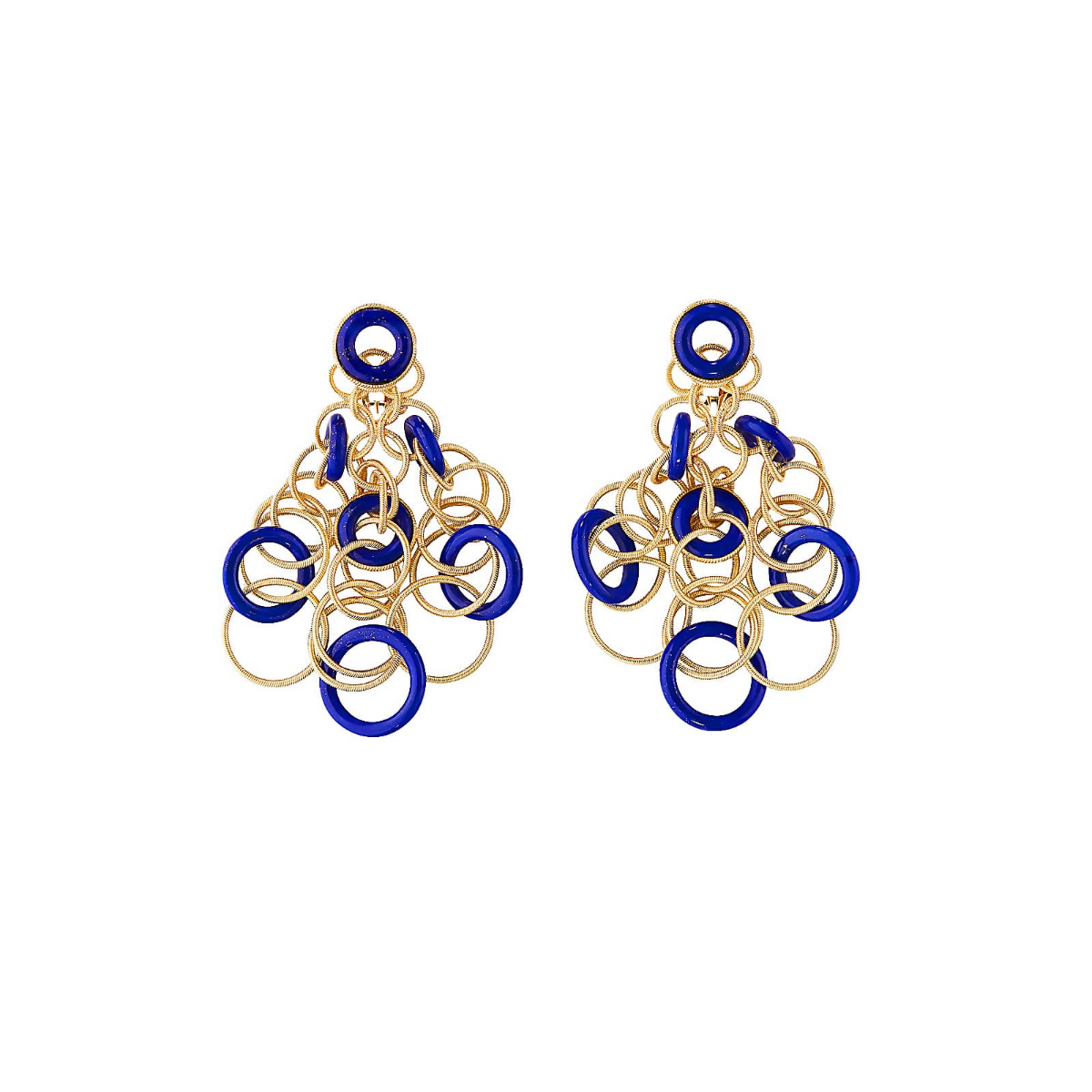 Buccellati Hawaii Color 18k Yellow Gold Lapis Loop Drop Earrings