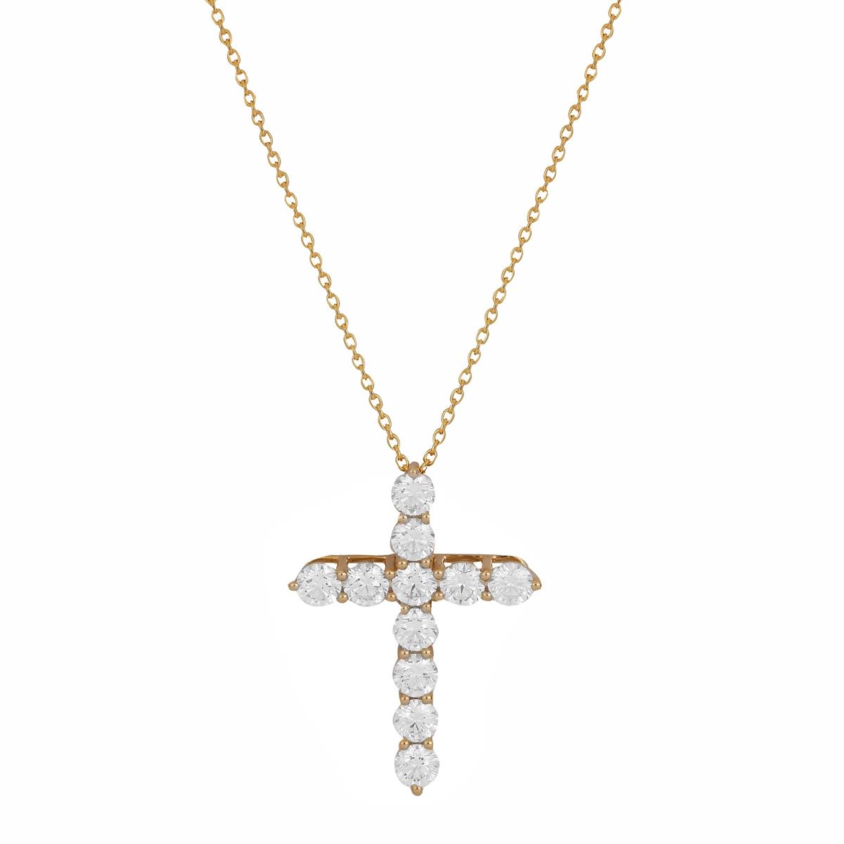 London Collection 14k Gold Diamond Cross Chain Necklace