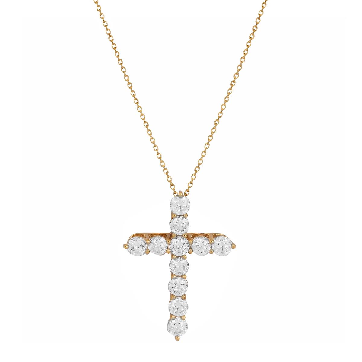 London Collection 14k Gold Diamond Cross Chain Necklace