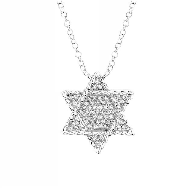 London Collection 14k Gold Diamond Rope Star of David Necklace