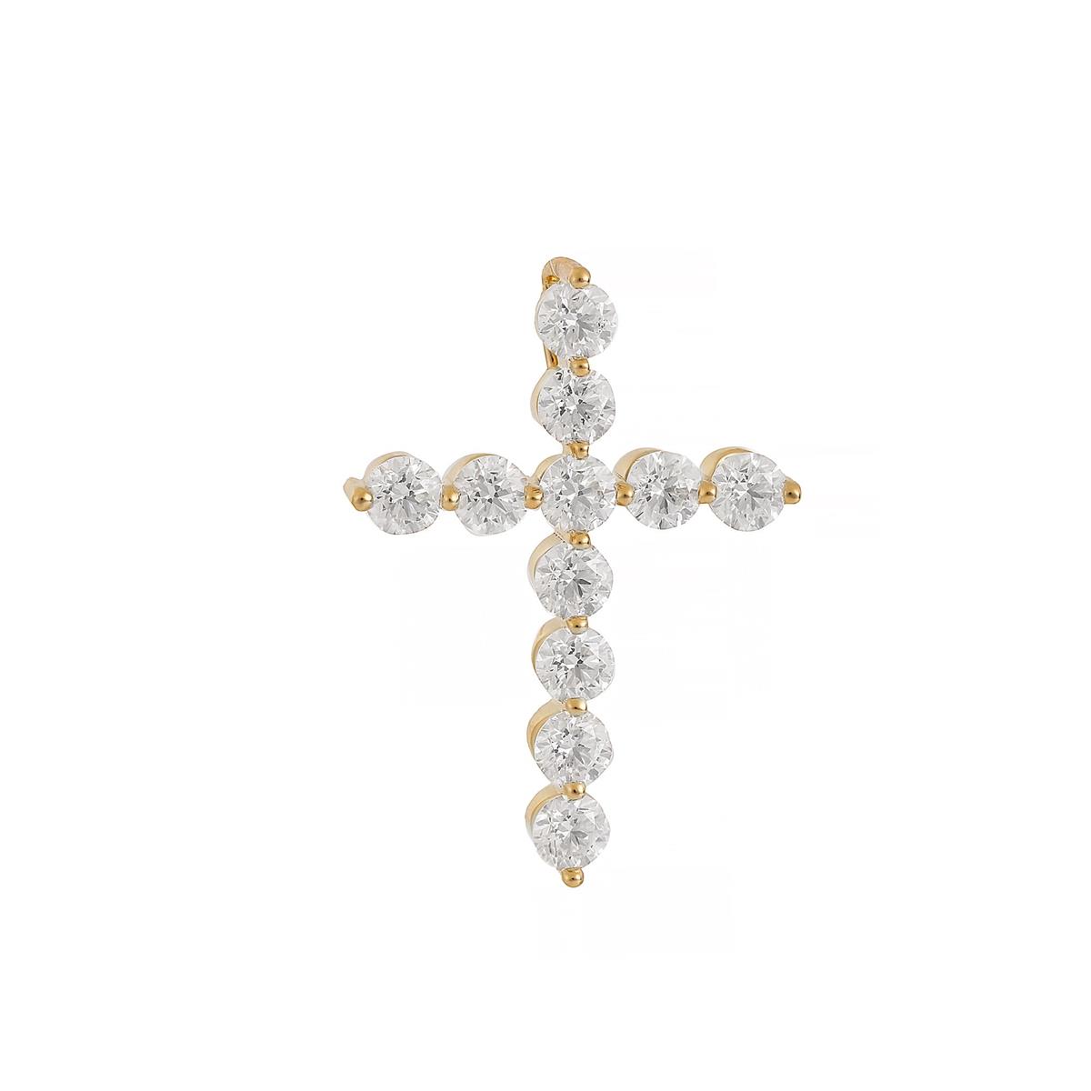TWO by London 14k Gold 11 Diamond Cross Pendant