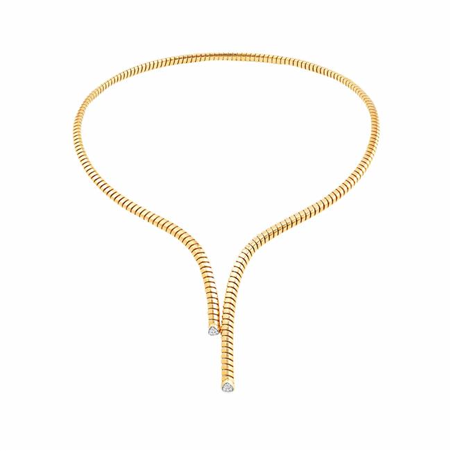 Marina B Trisolina 18k Yellow Gold Diamond Asymmetrical Necklace