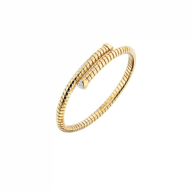 Marina B Trisolina 18k Yellow Gold Diamond Bypass Bangle