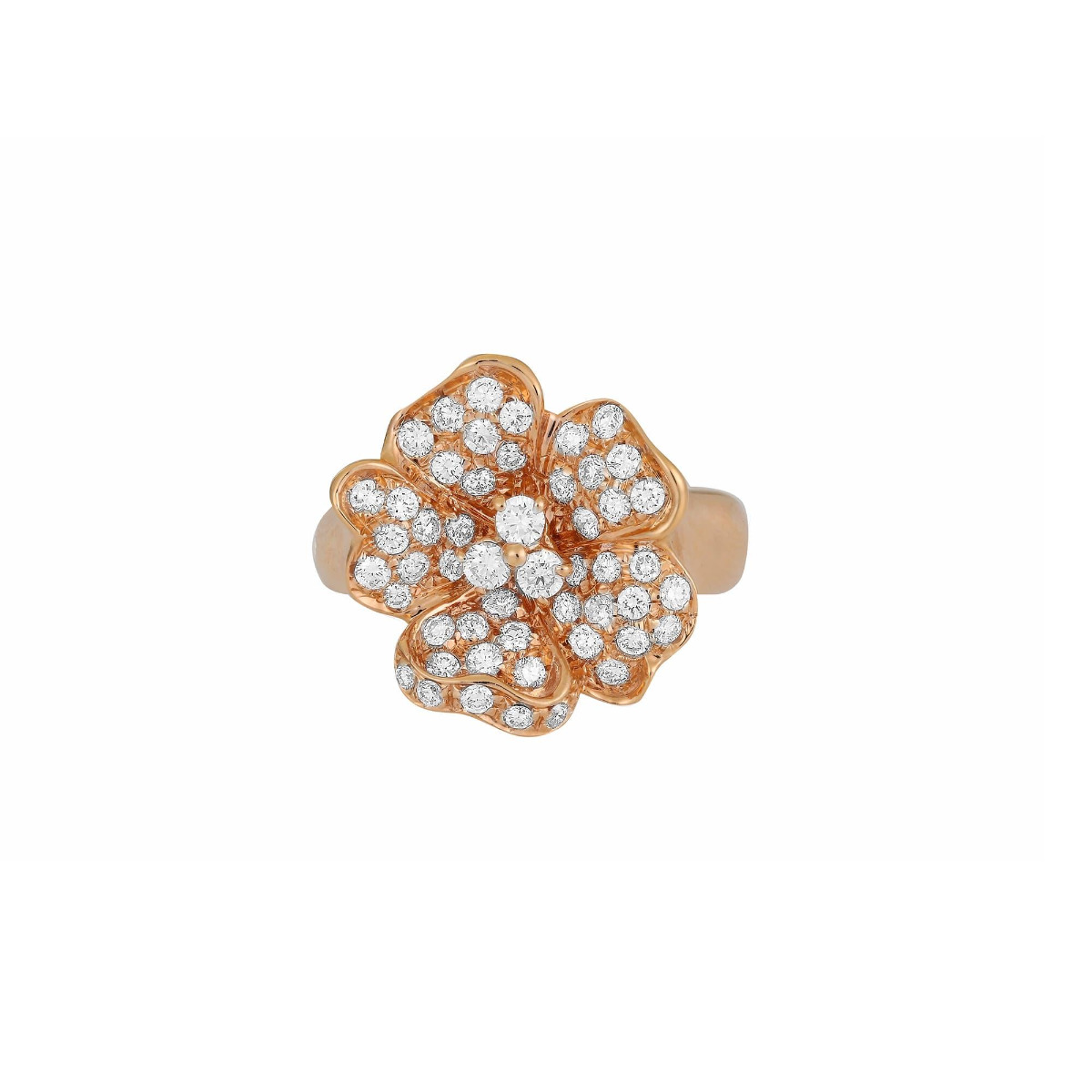 Leo Pizzo 18k Rose Gold Round DIamond Flower Ring