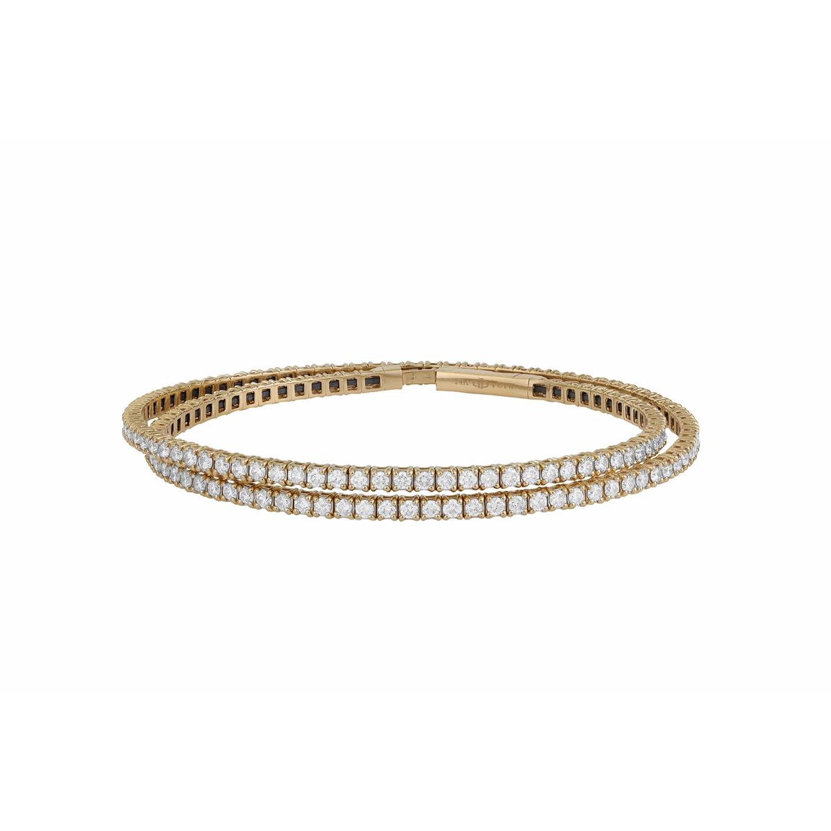 Flexie by London 14k Gold Double Wrap Inline Diamond Bracelet