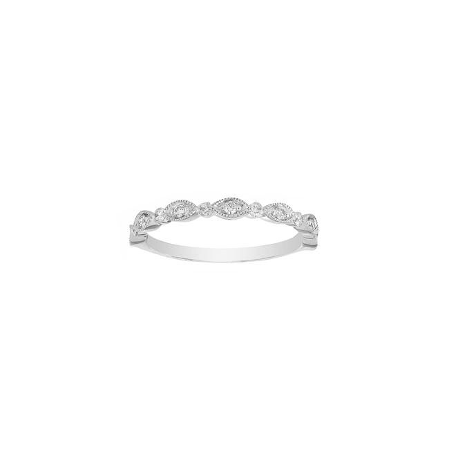 Henri Daussi 14k White Gold Diamond Half Way Band Size 6