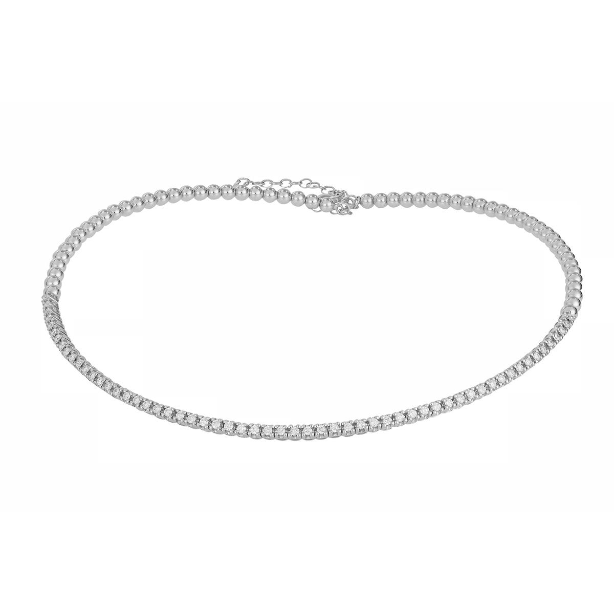 London Collection White Gold Round Diamond Tennis Necklace