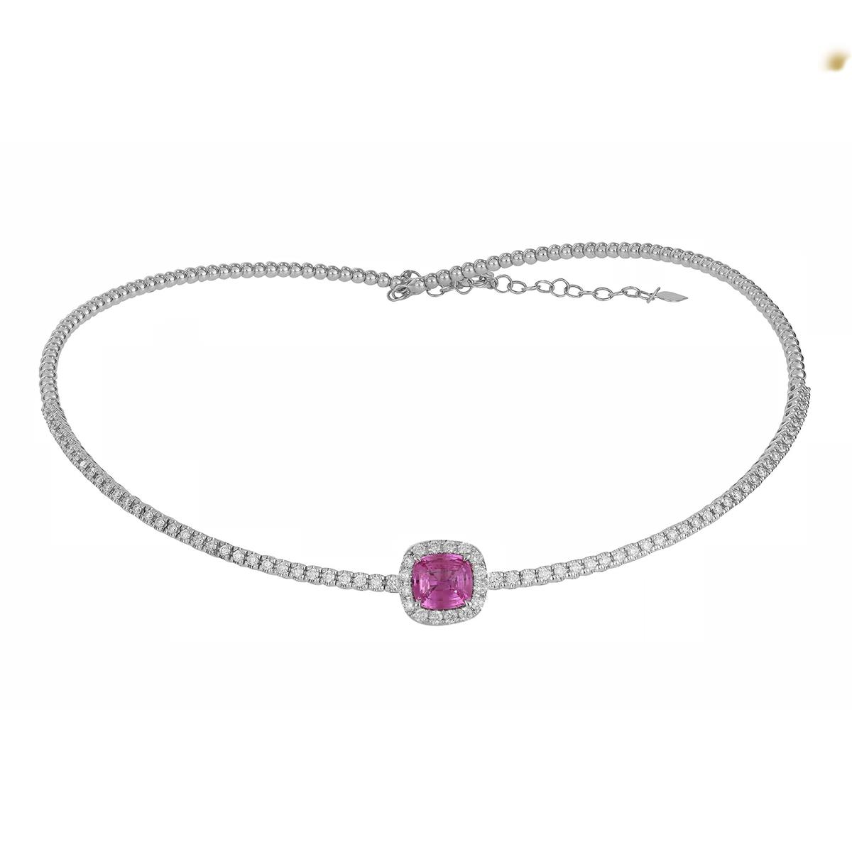 London Collection 18k Color Gemstone and Diamond Halo Tennis Chocker Necklace