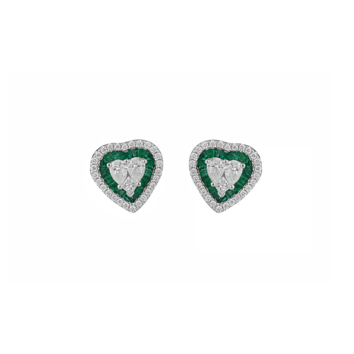 London Collection White Gold Gemstone Heart Stud Earring