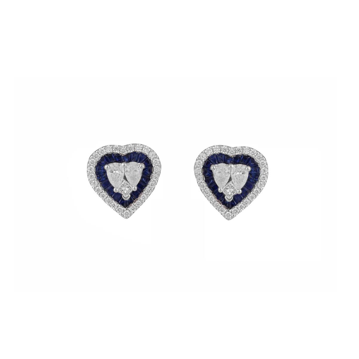 London Collection White Gold Gemstone Heart Stud Earring