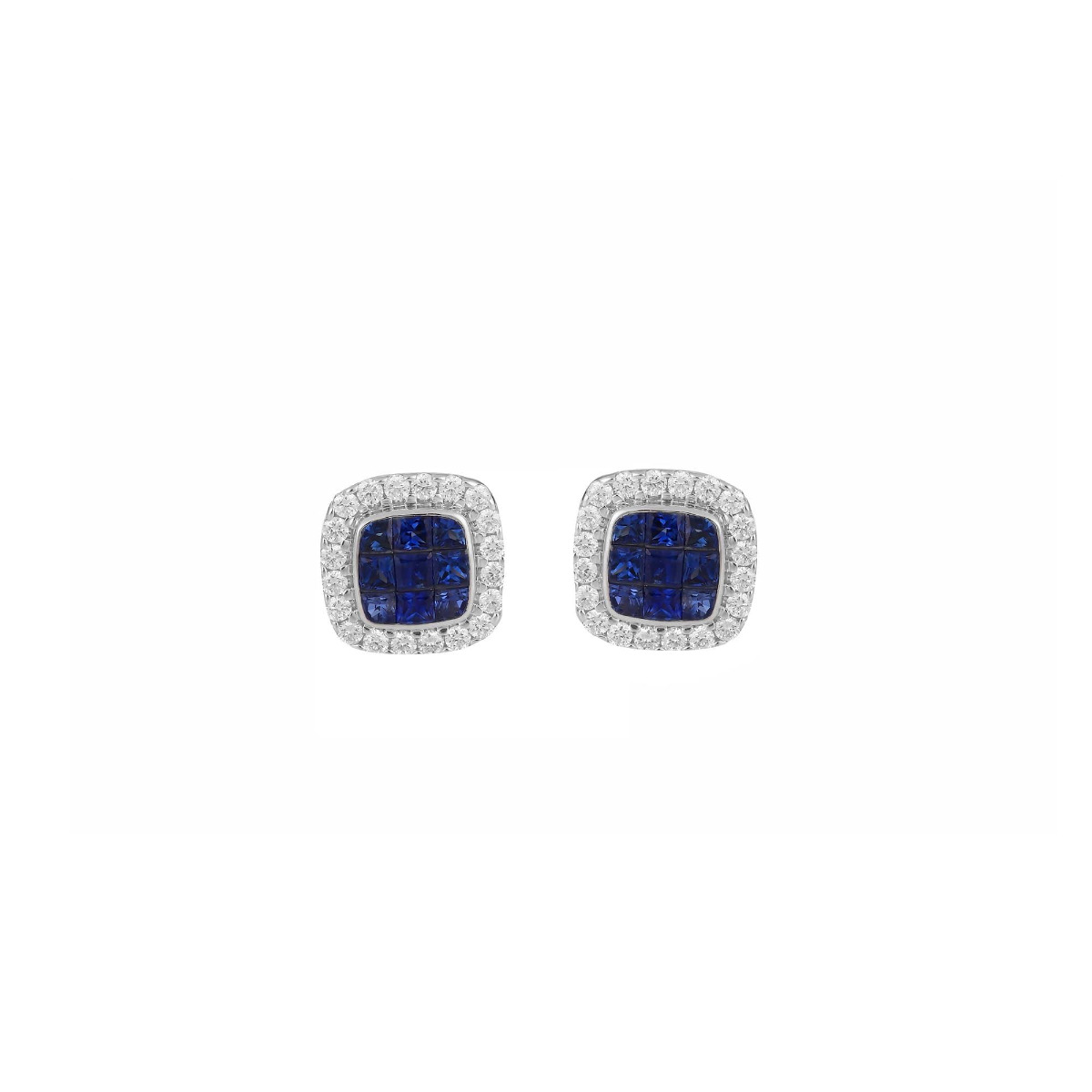London Collection White Gold Gemstone Halo Stud Earring