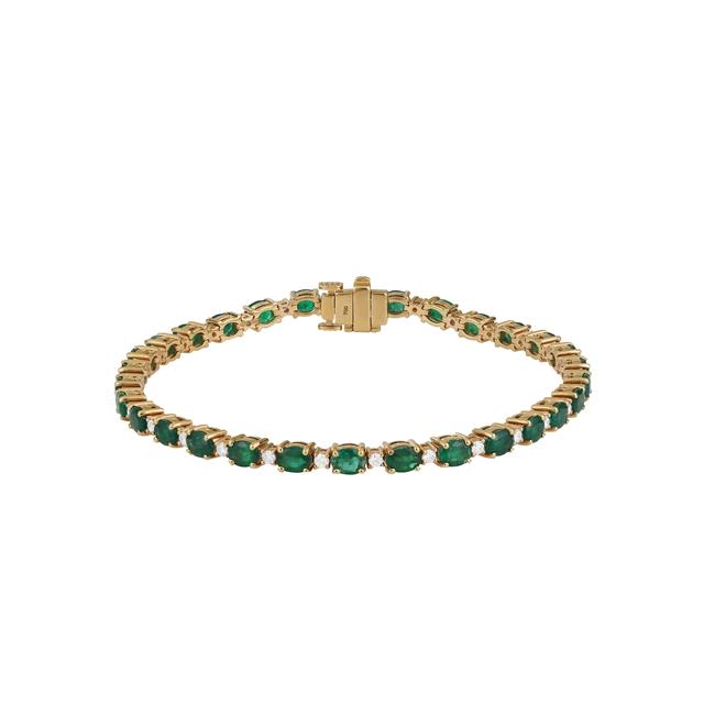 London Collection 18k Yellow Gold Alternating Diamond and Emerald Bracelet