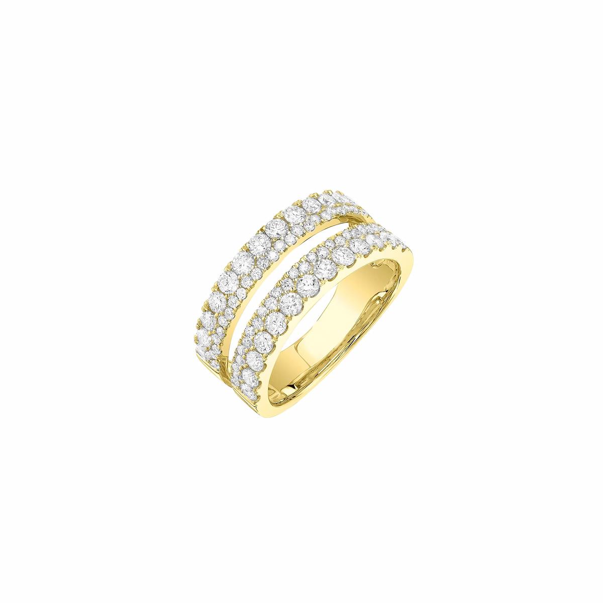 London Collection 14k Gold Diamond 2 Row Ring