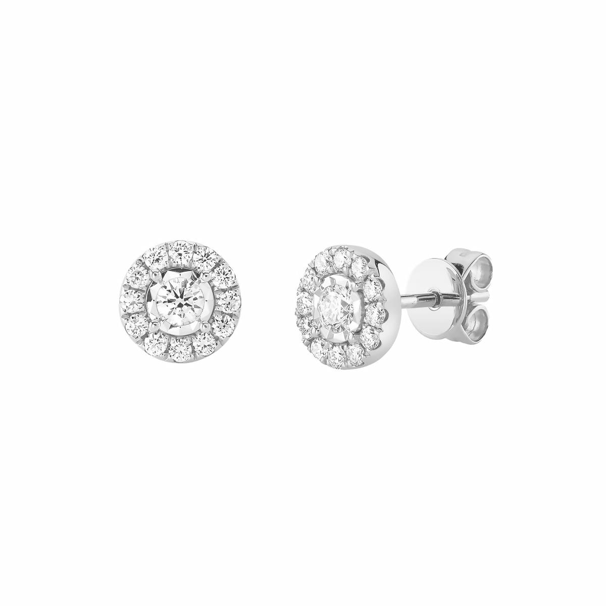 London Collection 14k Gold Halo Diamond Stud Earrings