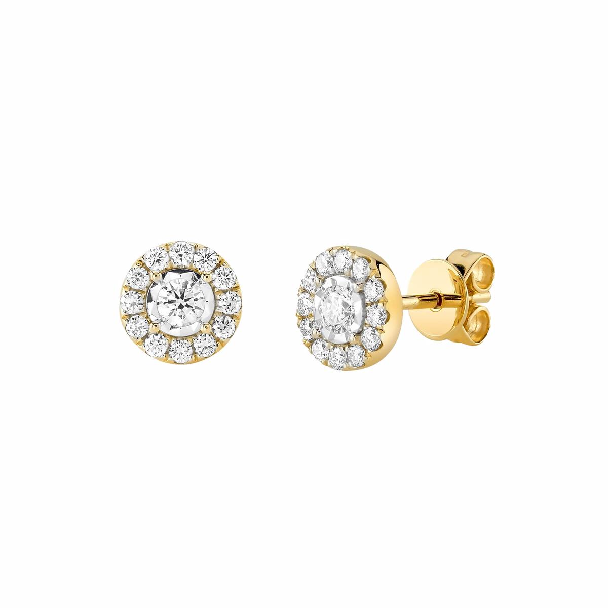 London Collection 14k Gold Halo Diamond Stud Earrings