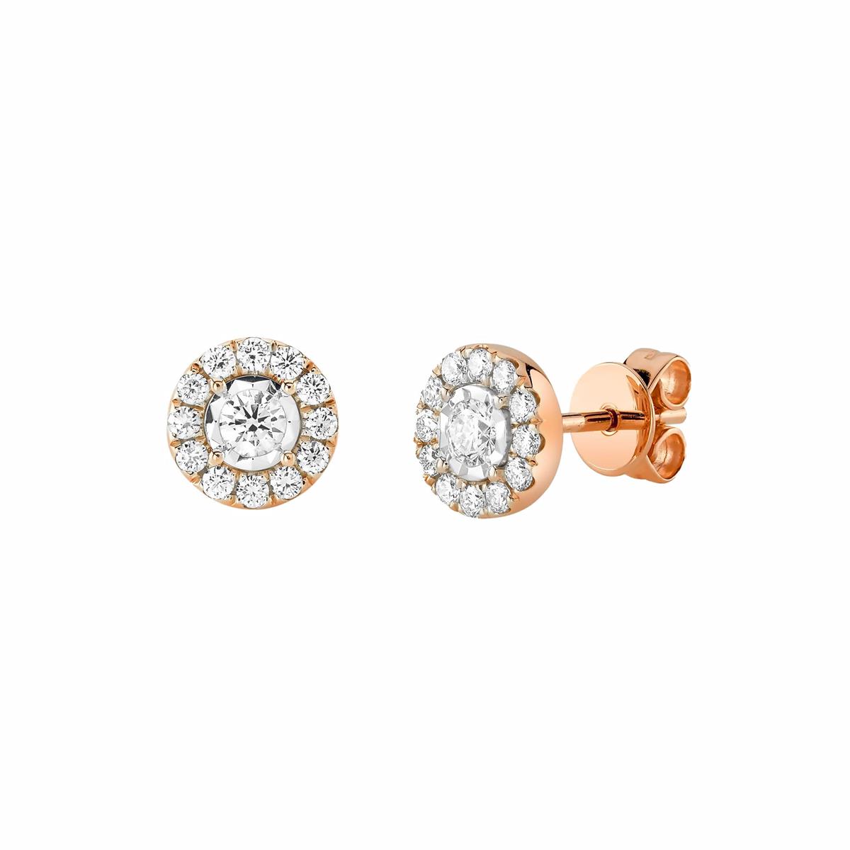 London Collection 14k Gold Halo Diamond Stud Earrings